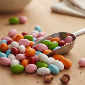 Színes csokoládéval bevont mandulák